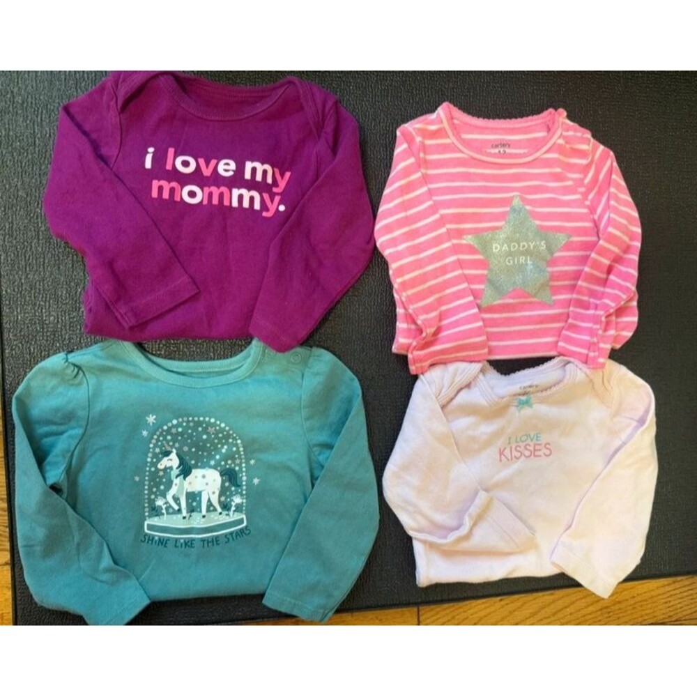 Baby Girl Long Sleeve Onesies size 6-12 months Lot of 4 Bundle